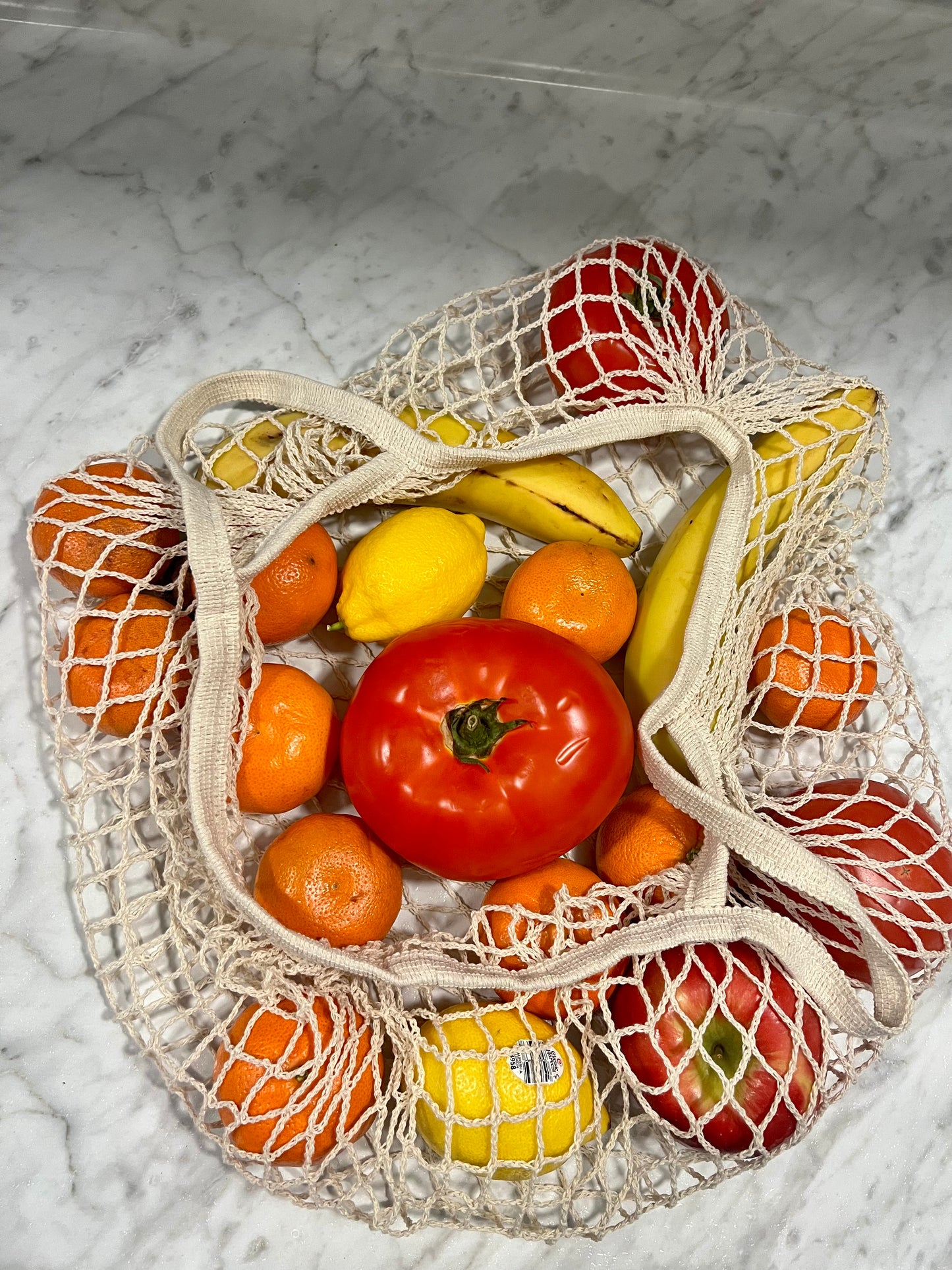 Reusable Produce Cotton Mesh Bag- Short Handle